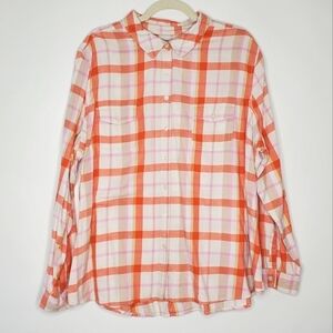 Old Navy Plaid Lightweight Flannel Shirt Women's XXL Long Sleeve Top Grunge